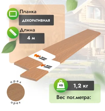 Декоративная планка МПК «Орех» 75x10 мм с тиснением